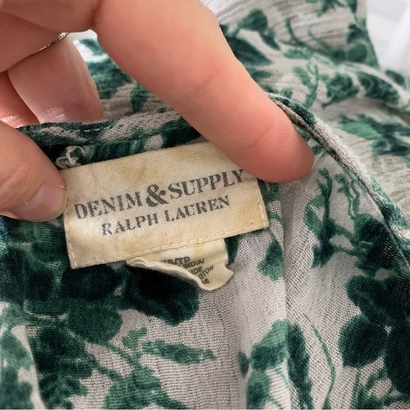 Ralph Lauren Denim & Supply Floral Tunic Top Womens XS Green Pockets Swing - Picture 5 of 16